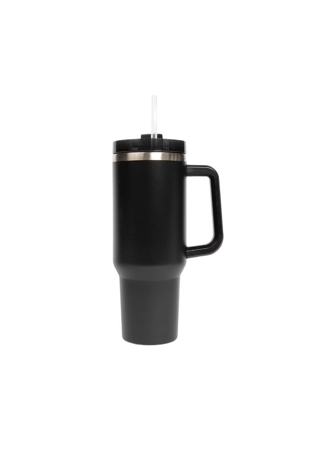 Desselan PureElement 40 oz Adventure Quencher Tumbler H2.0 – Stainless Steel Insulated Mug with Handle & Straw, Double Wall Design, Easy Grip (Black) - Image 1