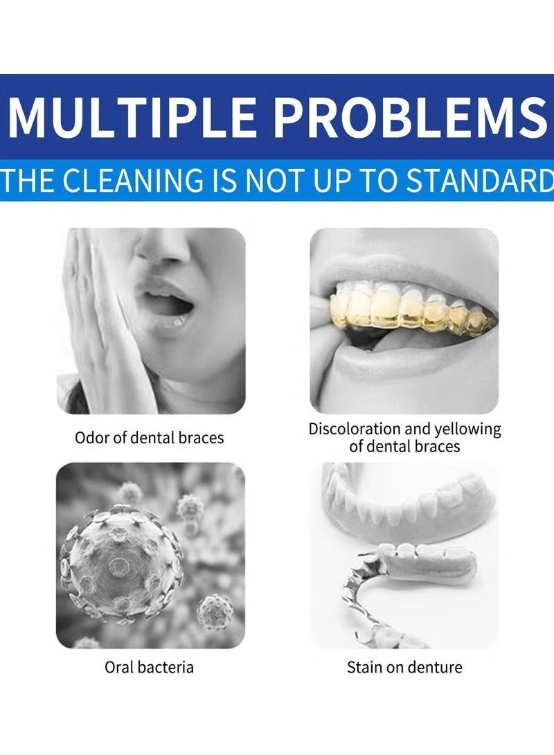 100 Pcs Retainer Cleaner Tablets, Denture Cleaning Tablets 100 Tabs Mouth Guard False Teeth Cleaning Removes Odors Stains - Image 5