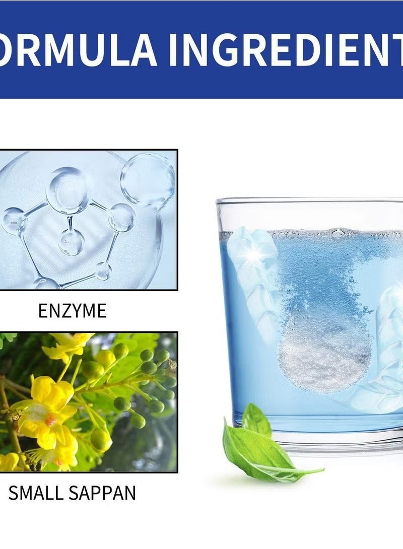 100 Pcs Retainer Cleaner Tablets, Denture Cleaning Tablets 100 Tabs Mouth Guard False Teeth Cleaning Removes Odors Stains - Image 2