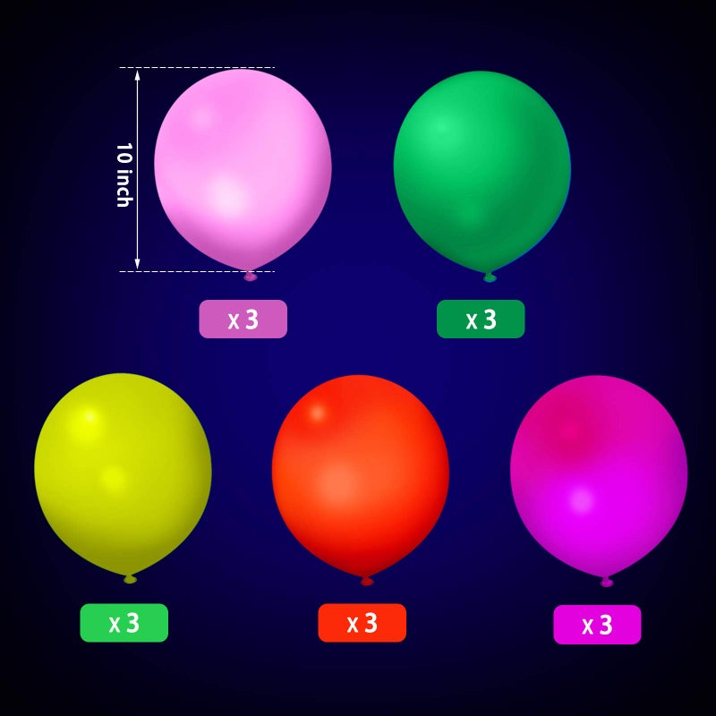 Sumind Glow Neon Party Supplies Set Glow in the Dark Happy Birthday Banner with UV Black Light Reactive Cake Topper Swirls Neon Fluorescent Latex Balloons Stars for Birthday Party - Image 5