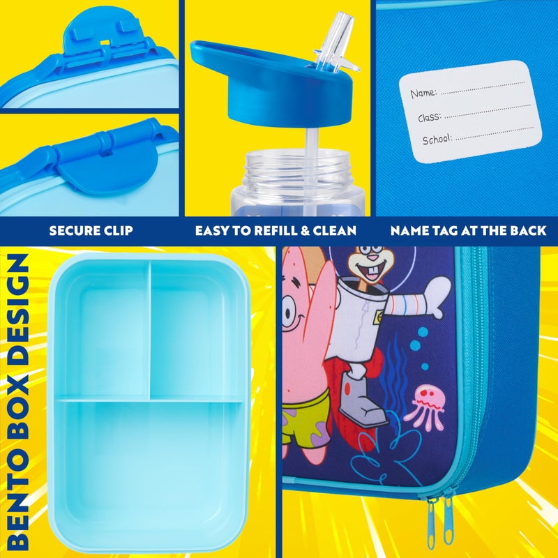 Get Trend SpongeBob Squarepants Water Bottle Lunch Box Lunch Bag Kids Set 3 Pcs Insulated Snack Bag for School Travel Gifts for Kids (Blue SpongeBob) - Image 4