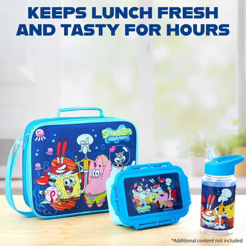 Get Trend SpongeBob Squarepants Water Bottle Lunch Box Lunch Bag Kids Set 3 Pcs Insulated Snack Bag for School Travel Gifts for Kids (Blue SpongeBob) - Image 5