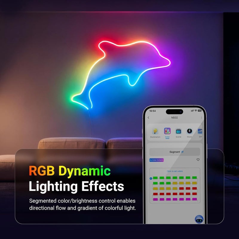 Neewer 9.84ft/3m LED Strip Lights, Smart AI RGB Flexible Cuttable Neon Rope Light with App Control for Bedroom Gaming Room Indoor Studio Classroom Home Wall Outdoor Outside Waterproof Decor, NS02 - Image 3
