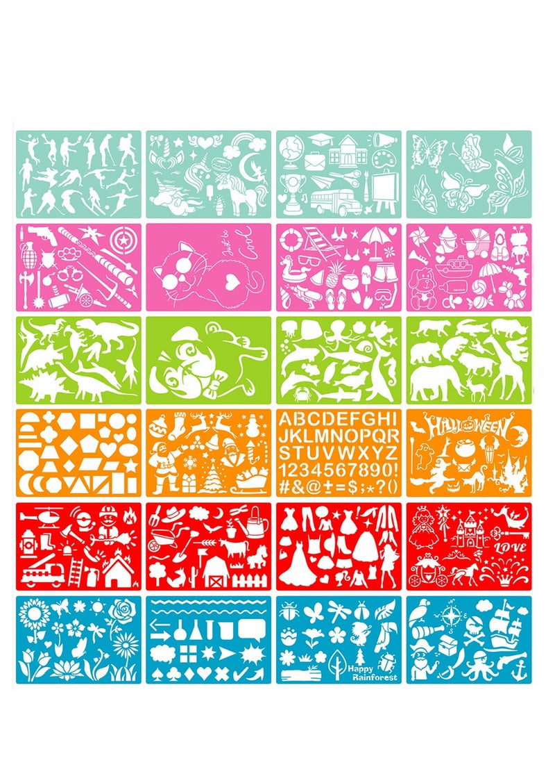 Excefore 24 Pcs Stencils for Painting Reusable Letters Flowers Animals Stencil, DIY  - Image 1