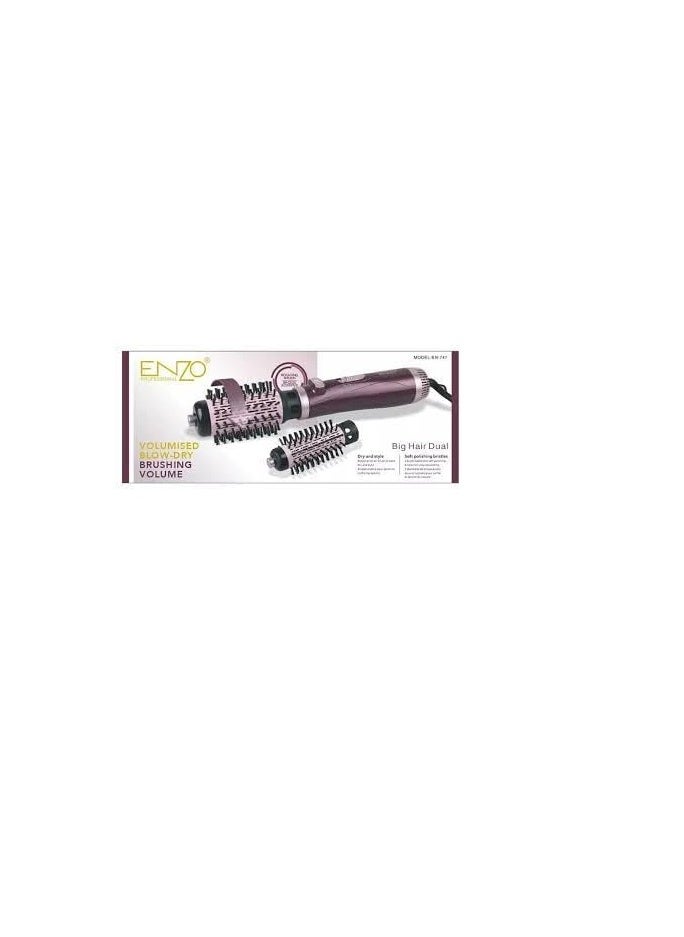 ENZO - 2-in-1 Hair Dryer, Hot Air Styling Brush, Interchangeable Heads, Ionic Waving Comb, 1000 Watts, Multi-Color - Image 1