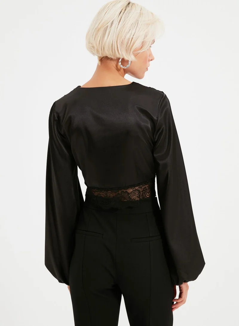trendyol Lace Detailed Satin Blouse