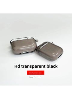 Suitable For Airpods Protective Apple Case Pro2 Transparent Headphone Case 3/4 Generation Headphone Case 5th Generation Tpu Material-Color:Transparent Black Soft Shell Without Packaging-Model:airpods Pro2 (with Hanging Ears)