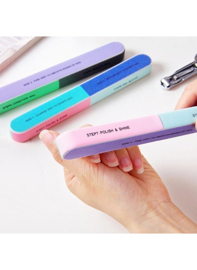 7-way nail file art nail buffer for manicure and pedicure (random color) one size - 2pcs