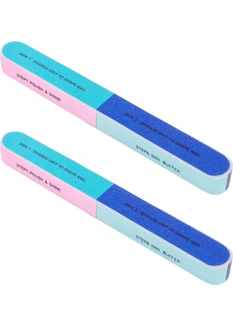 7-way nail file art nail buffer for manicure and pedicure (random color) one size - 2pcs