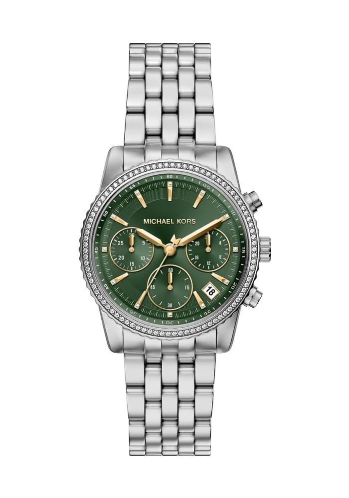 مايكل كورس Women Michael Kors Bryant Women's 35MM Silver-Tone Stainless Steel Watch with Green Dial - Image 1