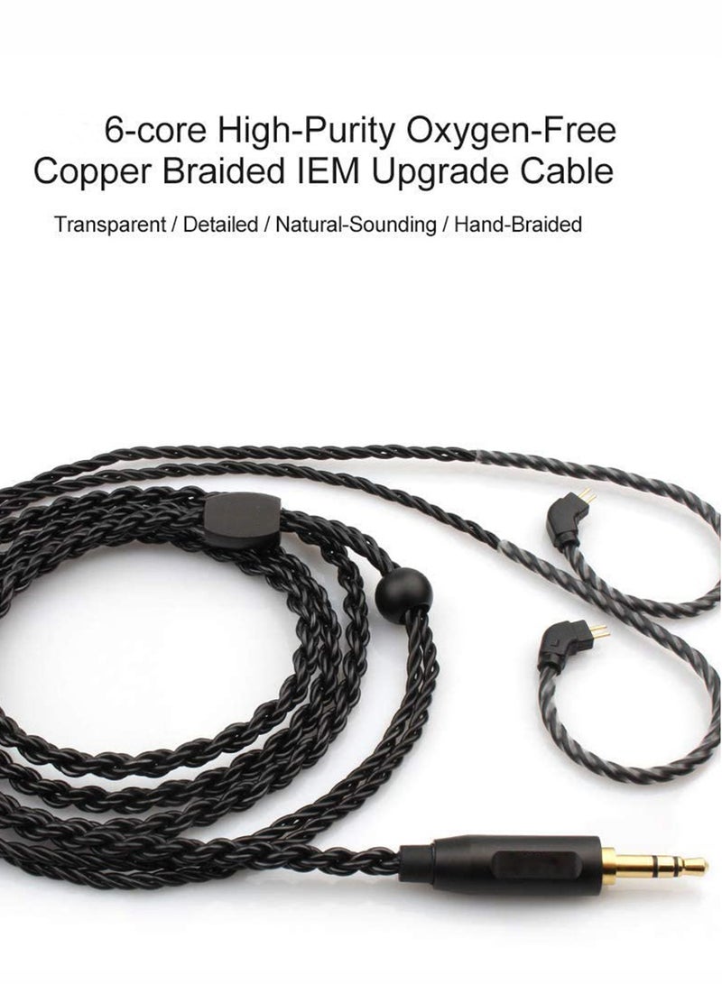 2 Pin Cable for Earphone, Detachable Earphone Replacement Cable,6 Core Plated-Silver Upgrade Cable for KZ AS10 TRN V80(0.75mm,No Mic)  - Image 1
