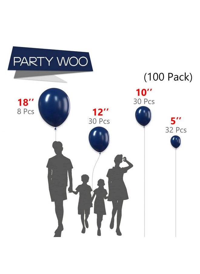 PartyWoo Navy Blue Balloons 100 Pcs Pearl Navy Blue Balloons Different Sizes Pack Of 18 Inch 12 Inch 10 Inch 5 Inch Balloons For Balloon Garland Arch As Party Decorations Birthday Decorations  - Image 3