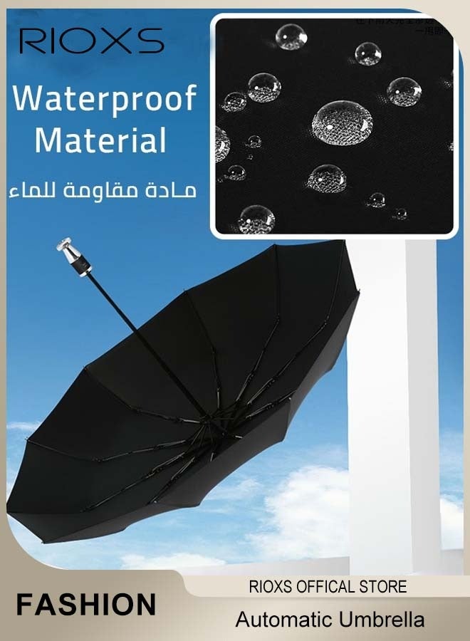 ريوكس مظلة صغيرة الحجم للسفر مع مقبض فتح/إغلاق تلقائي وحماية من الأشعة فوق البنفسجية، مظلة أوتوماتيكية مع قدرة قوية مقاومة للرياح ومقاومة للماء ومتانة، مظلة محمولة عالية التكلفة ومريحة للحمل  - Image 2