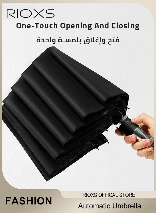 ريوكس مظلة صغيرة الحجم للسفر مع مقبض فتح/إغلاق تلقائي وحماية من الأشعة فوق البنفسجية، مظلة أوتوماتيكية مع قدرة قوية مقاومة للرياح ومقاومة للماء ومتانة، مظلة محمولة عالية التكلفة ومريحة للحمل  - Image 3