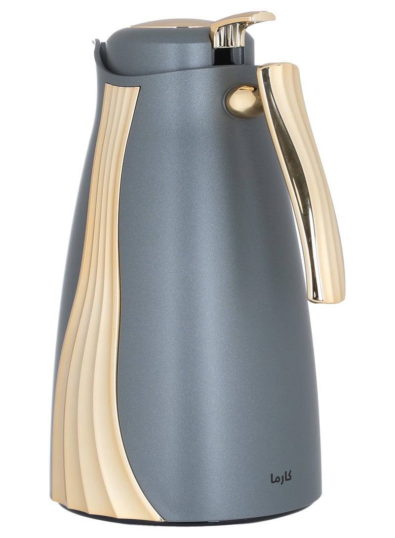 Alsaif Gallery Al Saif Gallery Karma thermos set, 1 liter, thermal glass inner shell, plastic outer shell - dark gray - Image 3