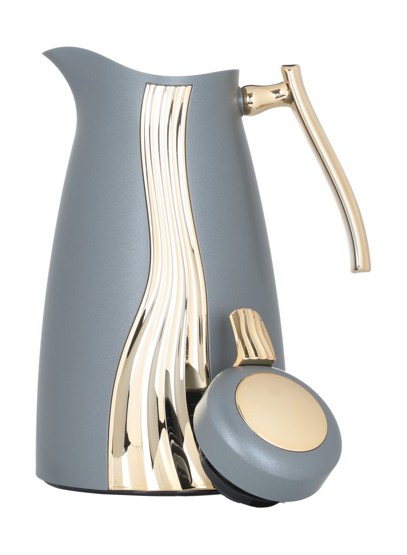 Alsaif Gallery Al Saif Gallery Karma thermos set, 1 liter, thermal glass inner shell, plastic outer shell - dark gray - Image 2