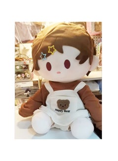 20cm Baby Clothes Two-Dimensional One-Piece 40cm Baby Clothes Cotton Clothes Love Of Light And Night Sitting Posture Changing Pajamas Skirt-Specification:40CM-Color:White Happy Bear Baby Clothes [doll Not Included]