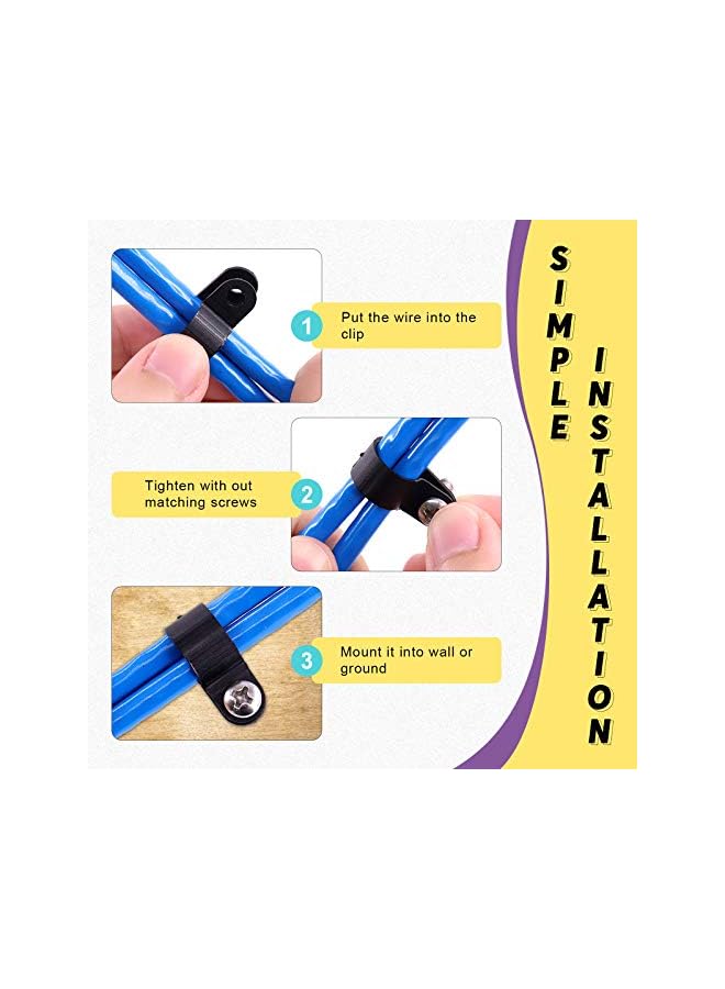 promass 60 Pack Black 1/2 Inch Nylon Plastic R-Type Cable Clips Clamp Kit, Nylon Screw Mounting Cord Fastener Clips with 60 Pack Screws for Wire Management - Image 5