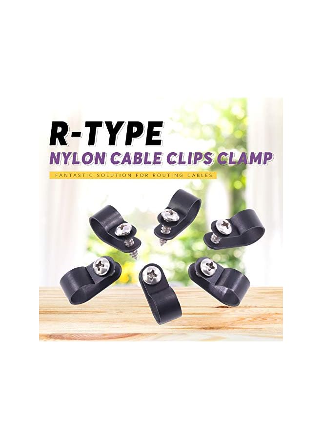 promass 60 Pack Black 1/2 Inch Nylon Plastic R-Type Cable Clips Clamp Kit, Nylon Screw Mounting Cord Fastener Clips with 60 Pack Screws for Wire Management - Image 4