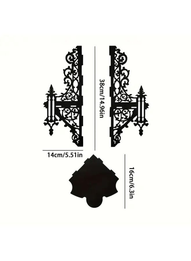 حامل خشبي عائم أسود قوطي رف عرض متعدد الاستخدامات للنباتات والشموع - Image 4