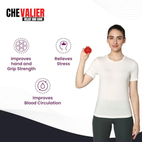 CHEVALIER Physiotherapy Hand Gel Exercise Ball Stress Relief Squeeze Balls for Hand Therapy and Finger Wrist Muscles Strengthening for Fitness & Health (Red) - Image 3