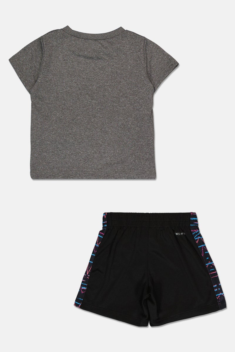 Nike Toddlers Girl 2 Pieces Brand Logo Outdoor T-Shirt With Shorts Set, Multicolor - Image 3