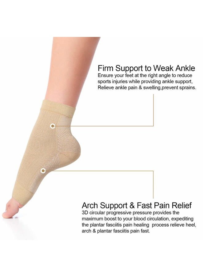 Geyoga 7 Pairs Compression Foot Sleeves Ankle Compression Socks for Foot and Heel Pain Relief for Everyday Use with Arch Support Men and Women (Size L, Size XL) - Image 3