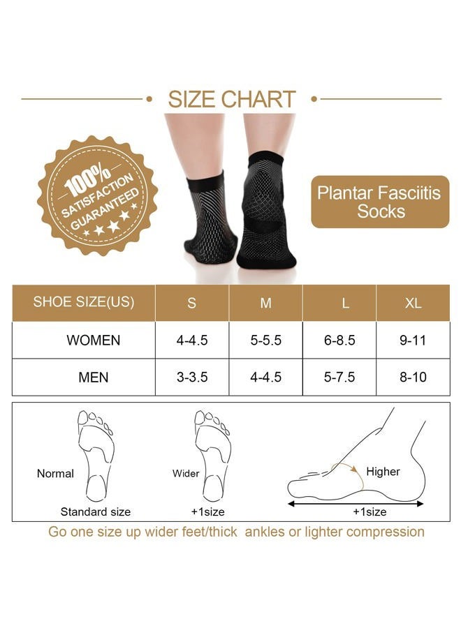 Geyoga 7 Pairs Compression Foot Sleeves Ankle Compression Socks for Foot and Heel Pain Relief for Everyday Use with Arch Support Men and Women (Size L, Size XL) - Image 2