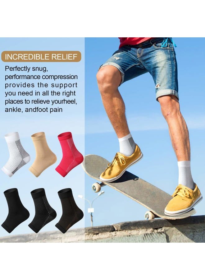 Geyoga 7 Pairs Compression Foot Sleeves Ankle Compression Socks for Foot and Heel Pain Relief for Everyday Use with Arch Support Men and Women (Size L, Size XL) - Image 5