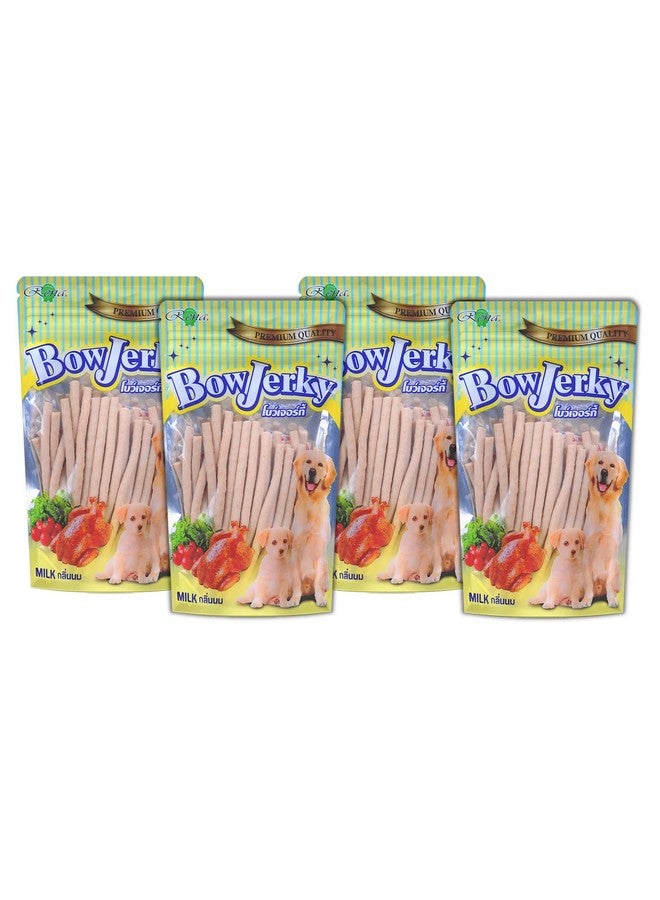 Rena Bow Jerky Chicken And Milk Dog Treats For All Life Stages - Protein Rich Jerky Stick For Training, Reward And Snacking, 200 Gm (Pack Of 4) - Image 1