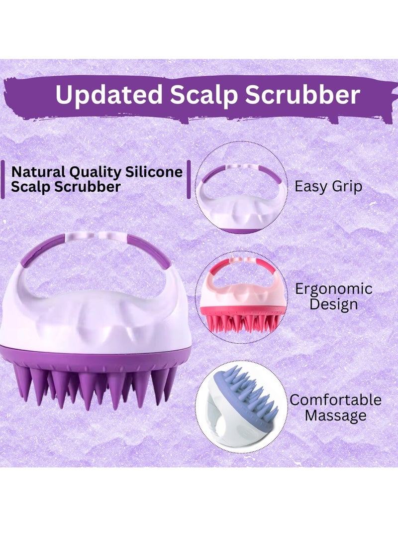 MiMi & BeiBei Hair Massager Shampoo Brush with Handle Hair Scalp Massager Brush with Soft Bristles Scalp Scrubber Dandruff Brush for Scalp Care and Hair Growth Shower Hair Scalp Scrubber Comb  - Image 3