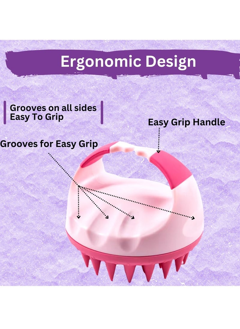 MiMi & BeiBei Hair Massager Shampoo Brush with Handle Hair Scalp Massager Brush with Soft Bristles Scalp Scrubber Dandruff Brush for Scalp Care and Hair Growth Shower Hair Scalp Scrubber Comb  - Image 4
