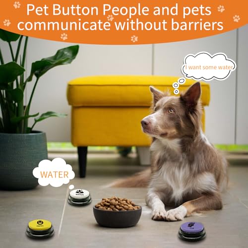 RIBOSY Set of 6 Recordable Buttons with Rubber Mat and 50 Training Stickers, Dog Buttons for Communication - Record& Playback Your Own Voice to Train Your Pet Voice What They Want（Battery Included） - Image 5