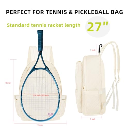 YEEGO DIRECT Tennis Bags for Women, Tennis Backpack Pickleball Racket Bags,Waterproof Sling Bag,Suitable for Pickleball Tennis Badminton, Gifts for Women Men with Key Chain (Beige) - Image 3