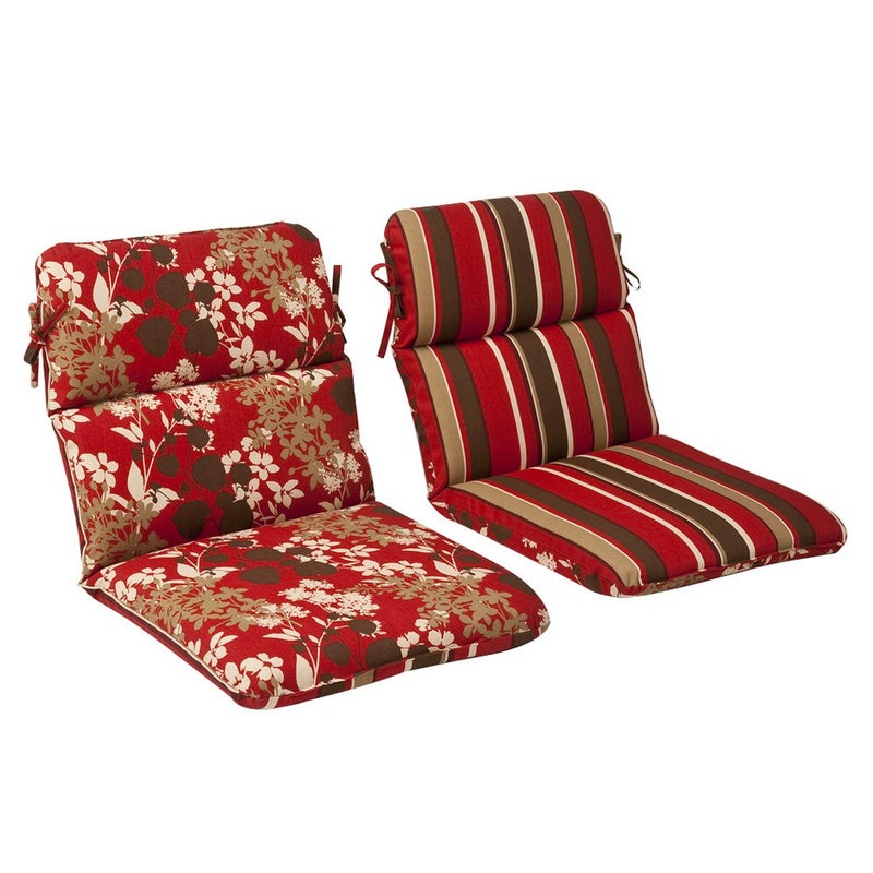 Pillow Perfect Pillow Perfect Reversible Floral Stripe IndoorOutdoor 1 Piece Split Back Round Corner Chair Seat Cushion with Ties Deep Seat Weather and Fade Resistant 405 x 21 BrownRed Monserrat 1 Count 