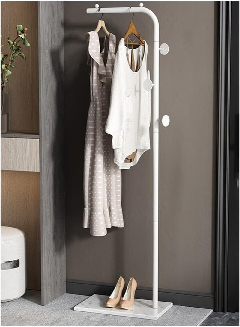 Metal Coat Rack Freestanding, Coat Stand With 3 Hooks,Black Clothing Rack with Natural Marble Base, Modern Clothes Rack for Entryway, Living Room,Bedroom, Office (White) - Image 1