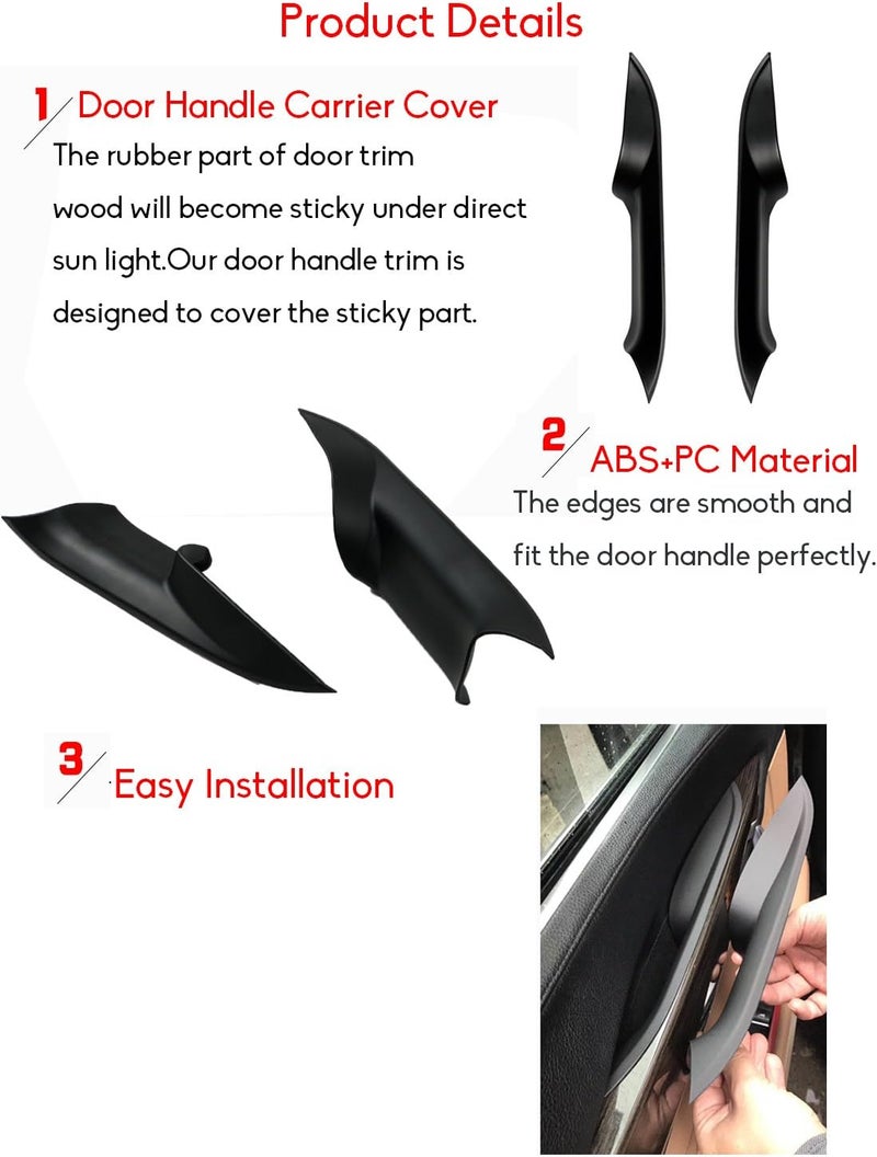 Jaronx Compatible with BMW 7 Series Door Pull Handle Covers,Left Front and Right Front F01/F02 Door Handle Cover 7 Series Door Panel Trim (Compatible with BMW 730 740 750 760 F01/F02 2008-2014) | Left Front and Right Front F01/F02 Door Handle Cover (Compatible with BMW 730 740 750 760 F01/F02 2008-2014) - Image 4