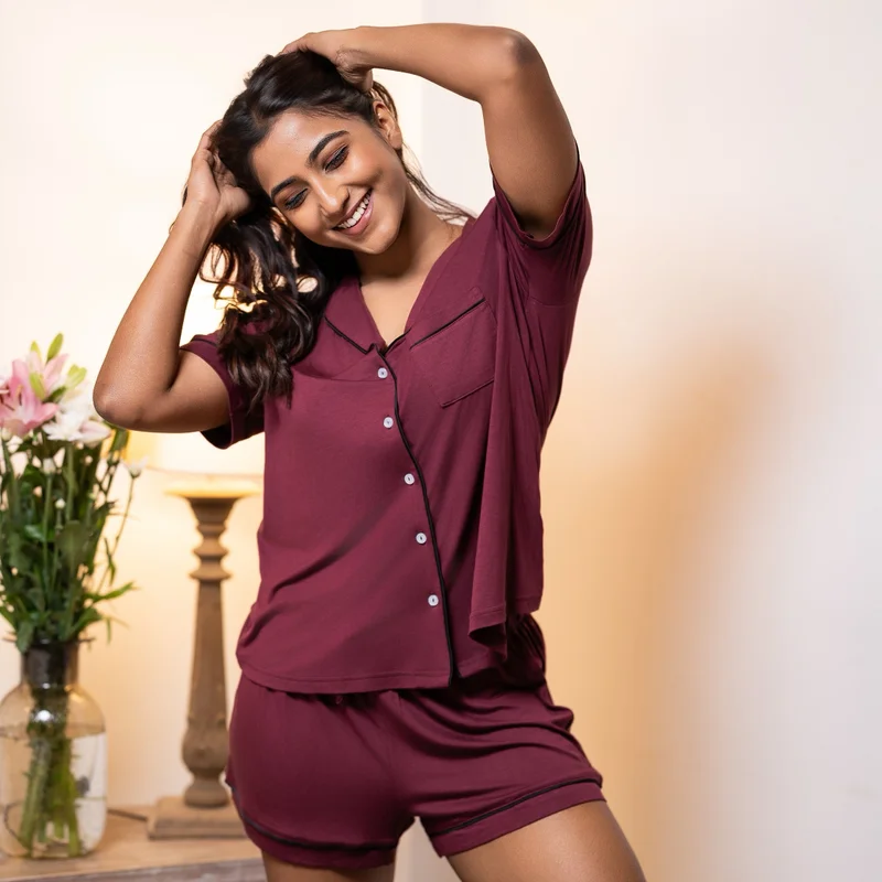 Aadaraya Aadaraya Short Set Shirt and Shorts Rayon