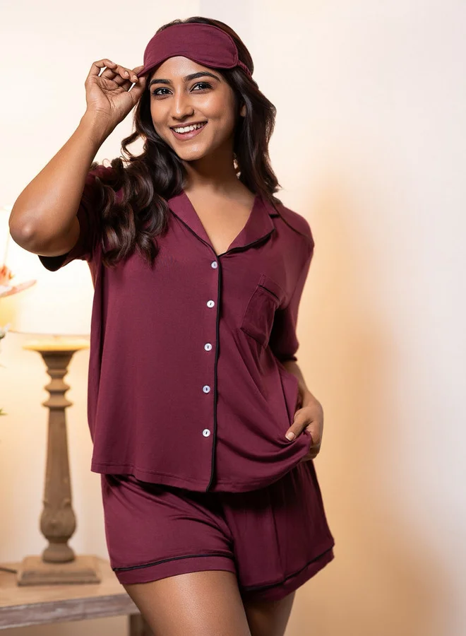 Aadaraya Aadaraya Short Set Shirt and Shorts Rayon