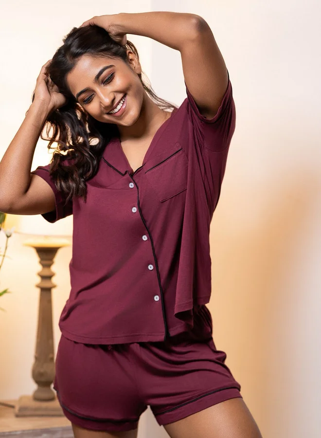 Aadaraya Aadaraya Short Set Shirt and Shorts Rayon