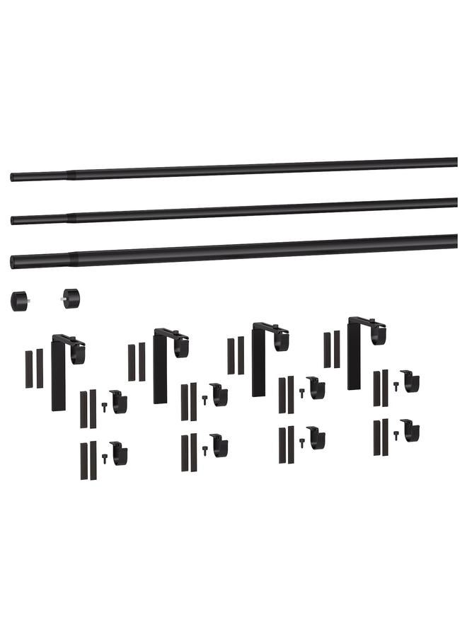 زبون مجموعة قضبان الستائر الثلاثية، أسود، 210-385 سم - Image 3