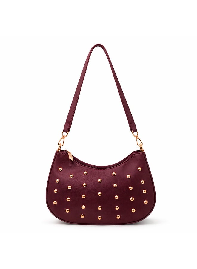 Small women's shoulder bag in burgundy - Image 2