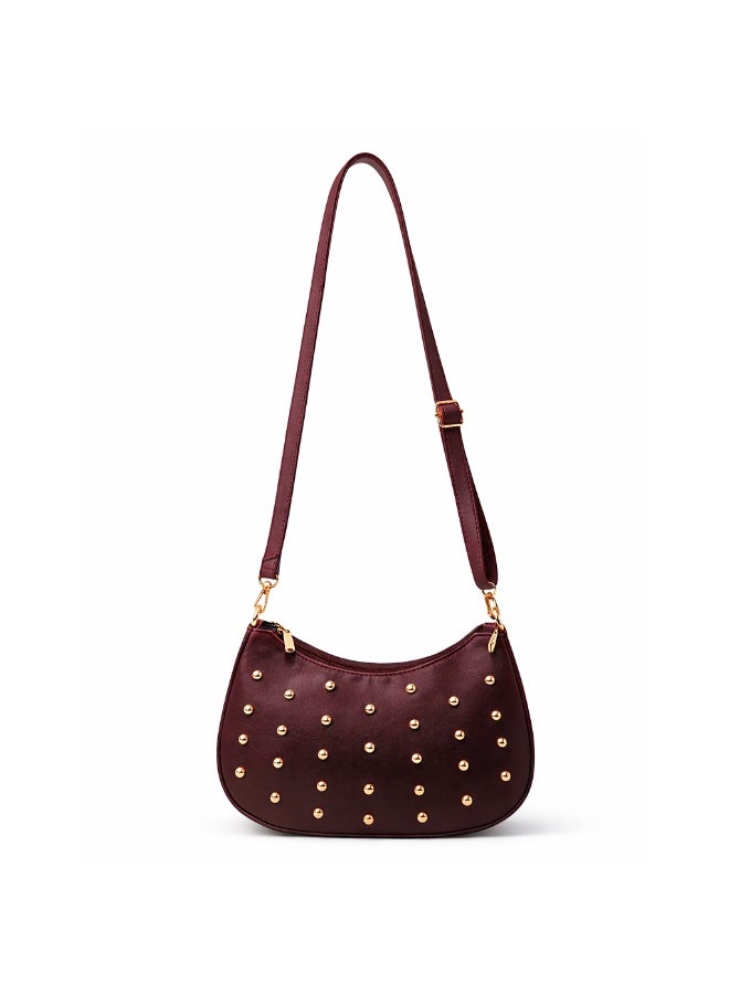 Small women's shoulder bag in burgundy - Image 4