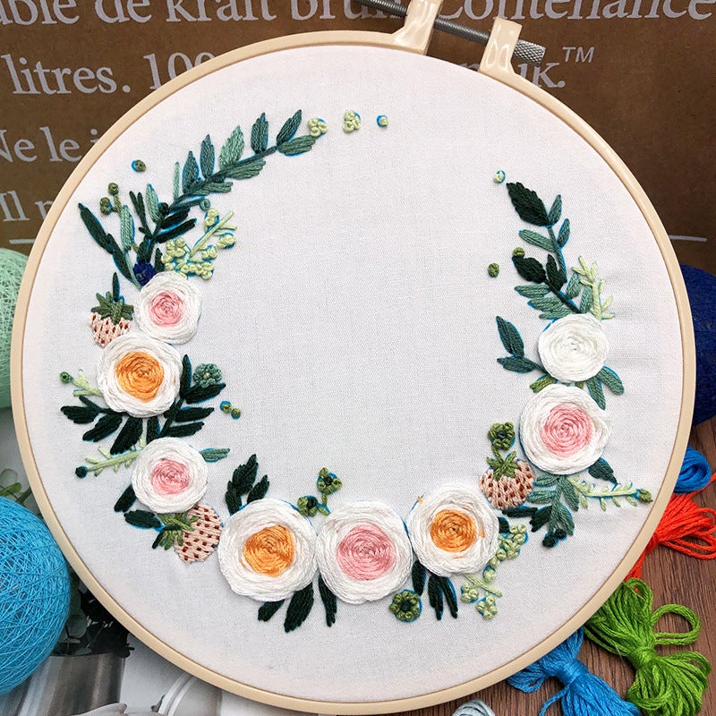 Original 3D Embroidery Beginner Handmade Creative Embroidery Diy Holding Flower Cross Stitch European Material Package Tutorial - Image 1
