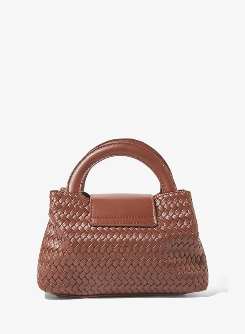 Styli  Brown Woven Mini Handbag with Chain Strap for Women | Best Price UAE