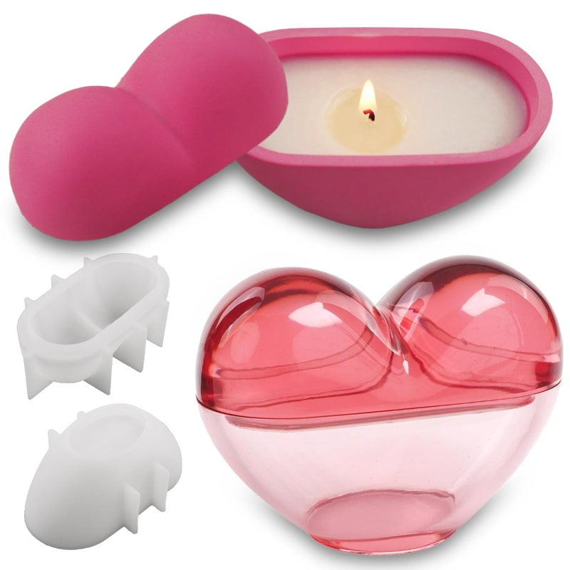 Wehous 3D Heart Shape Box Resin Mold, Valentine's Day Container Storage Silicone Molds for Epoxy Resin, Unique Love Candle Holder Jewelry Trinket Box Jar Molds for DIY Art Craft Valentine Home Decor - Image 1