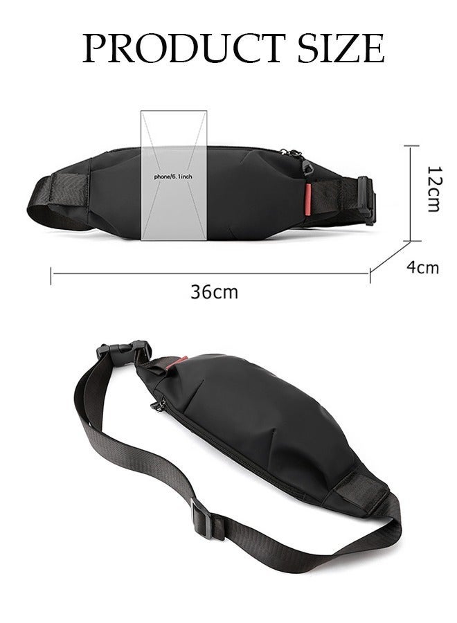 DUNISO Black Waist Pack for Men and Women Fashionable Crossbody Bag Waist Bag Belt Bag with Adjustable Strap Waterproof Anti-theft Chest Bag for Travel Hiking Running Outdoors - Image 4