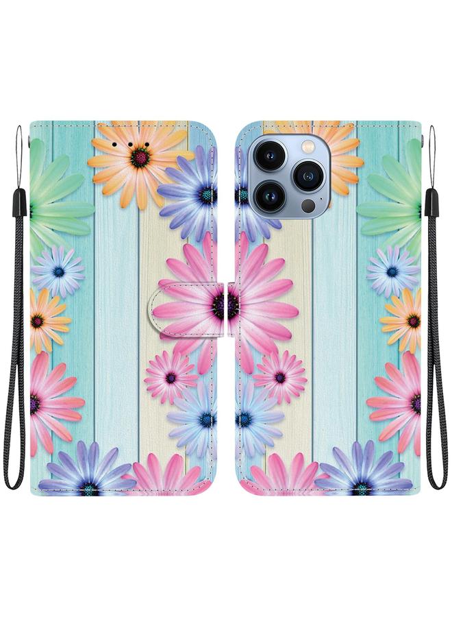 اس-توب جراب هاتف جلدي برسومات ملونة وملمس كريستالي لهاتف iPhone 14 Pro - Image 1