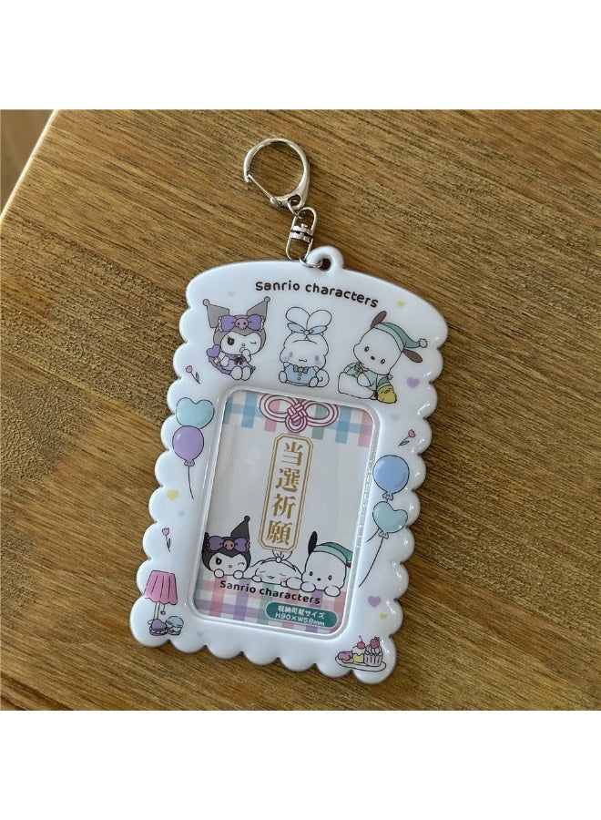 NIBEMINENT 1 - Piece Cute Sanrio Kulomi Prays Kpop Photo Card Holder Pendant Key Chain ID Badge Holder ID Card Holder Photo Card Protector for School ID Office ID Access Card for Women Girls - Image 1