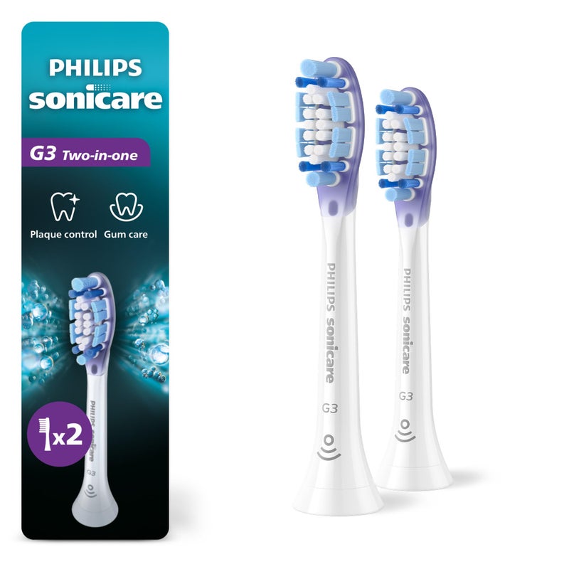 Philips Sonicare G3 TwoinOne Genuine Replacement Electric Toothbrush Heads White 2 Pack HX905277 - Image 2